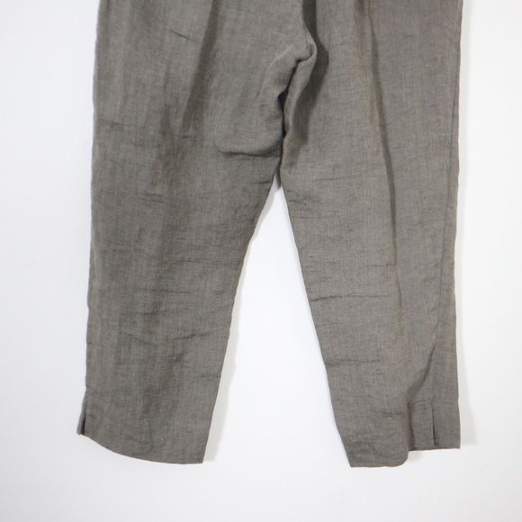 South Street Linen Size 2P High Rise Cropped Pants Tapered Leg Taupe Tan Brown - Picture 8 of 9